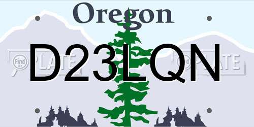D23LQN Oregon License Plate