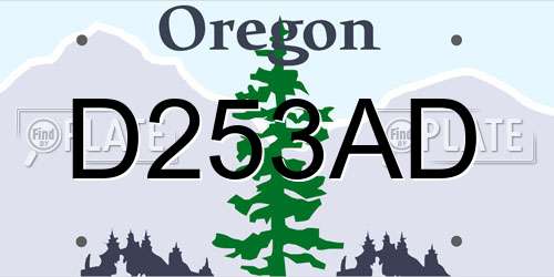 D253AD Oregon License Plate