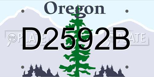 D2592B Oregon License Plate