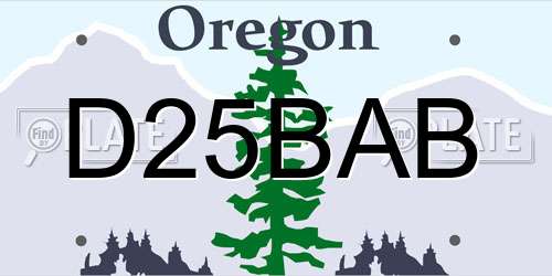 D25BAB Oregon License Plate