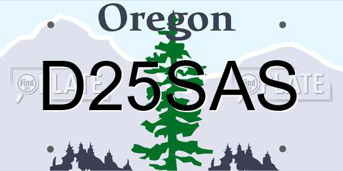 D25SAS Oregon License Plate