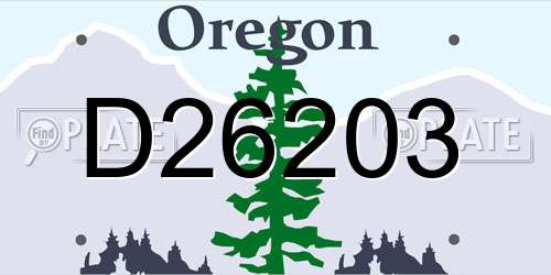 D26203 Oregon License Plate