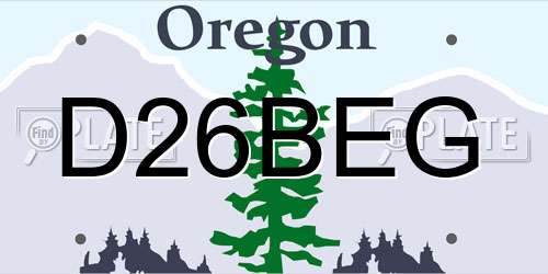 D26BEG Oregon License Plate