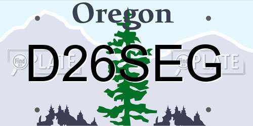 D26SEG Oregon License Plate