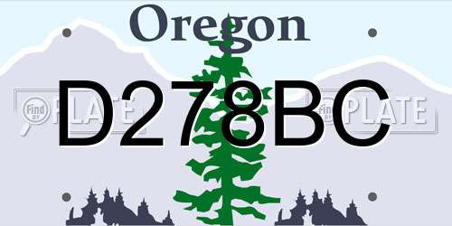 D278BC Oregon License Plate