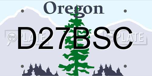 D27BSC Oregon License Plate