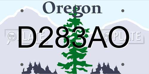 D283AO Oregon License Plate