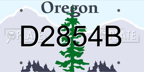 D2854B Oregon License Plate