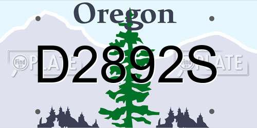 D2892S Oregon License Plate