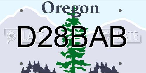 D28BAB Oregon License Plate