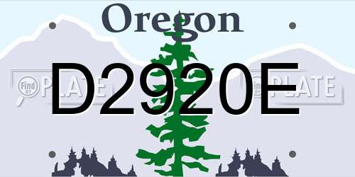 D2920E Oregon License Plate
