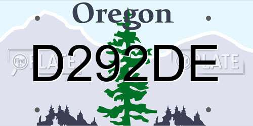 D292DE Oregon License Plate