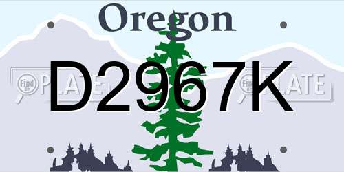 D2967K Oregon License Plate