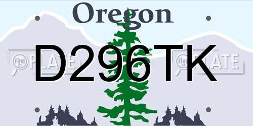 D296TK Oregon License Plate
