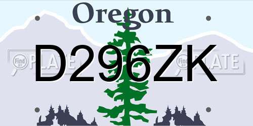 D296ZK Oregon License Plate