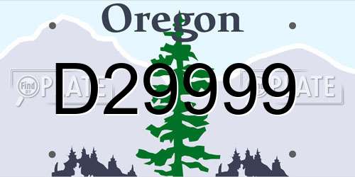 D29999 Oregon License Plate