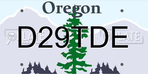 D29TDE Oregon License Plate