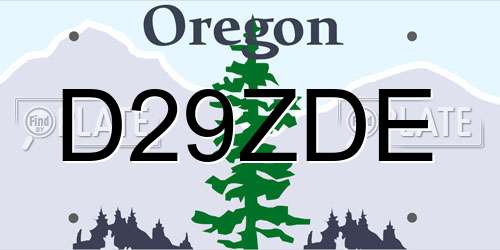 D29ZDE Oregon License Plate