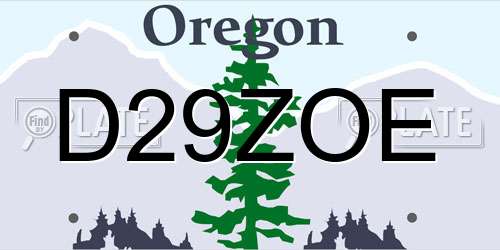 D29ZOE Oregon License Plate
