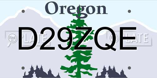 D29ZQE Oregon License Plate