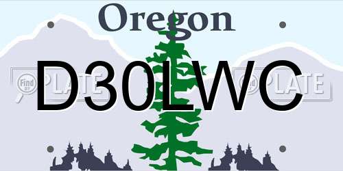 D30LWC Oregon License Plate