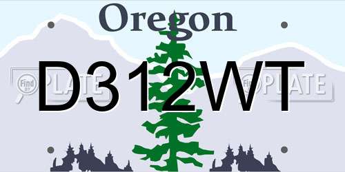 D312WT Oregon License Plate