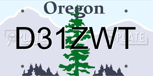 D31ZWT Oregon License Plate