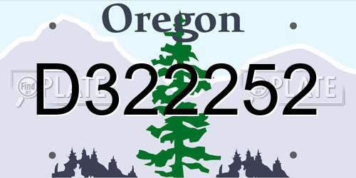 D322252 Oregon License Plate