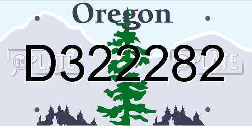 D322282 Oregon License Plate