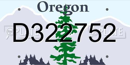 D322752 Oregon License Plate