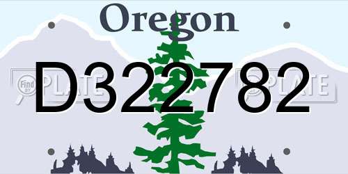 D322782 Oregon License Plate