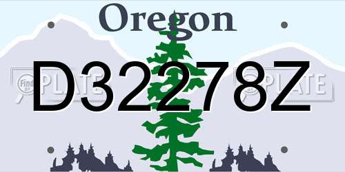 D32278Z Oregon License Plate