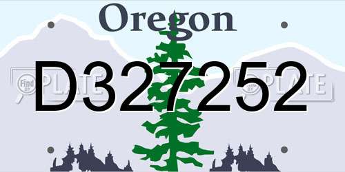 D327252 Oregon License Plate