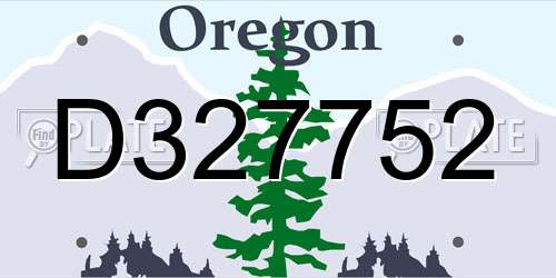 D327752 Oregon License Plate