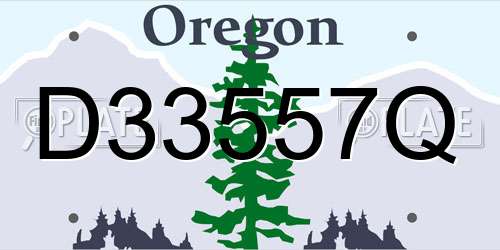 D33557Q Oregon License Plate