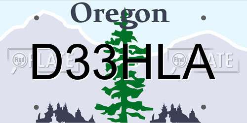 D33HLA Oregon License Plate