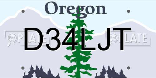 D34LJT Oregon License Plate