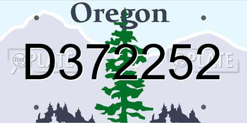 D372252 Oregon License Plate