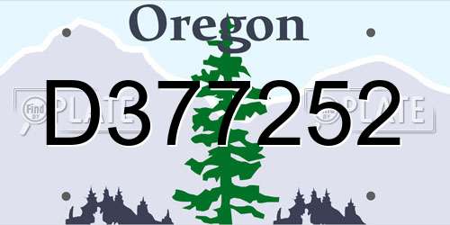 D377252 Oregon License Plate