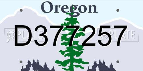 D377257 Oregon License Plate