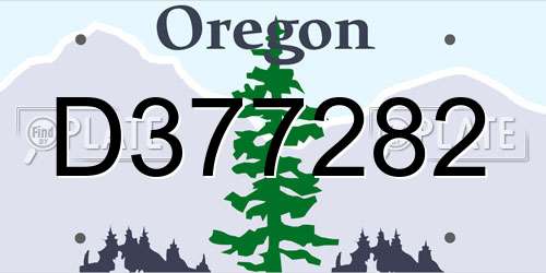 D377282 Oregon License Plate