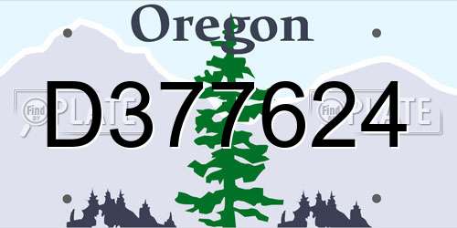 D377624 Oregon License Plate