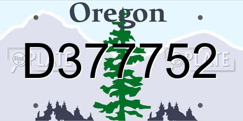 D377752 Oregon License Plate