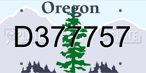 D377757 Oregon License Plate