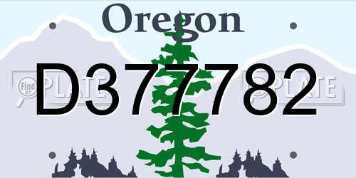 D377782 Oregon License Plate
