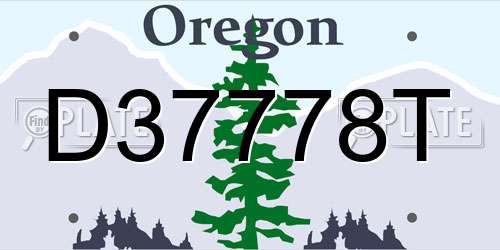 D37778T Oregon License Plate