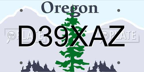 D39XAZ Oregon License Plate
