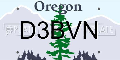 D3BVN Oregon License Plate