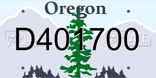 D401700 Oregon License Plate