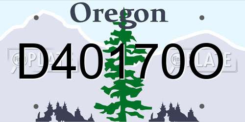 D40170O Oregon License Plate